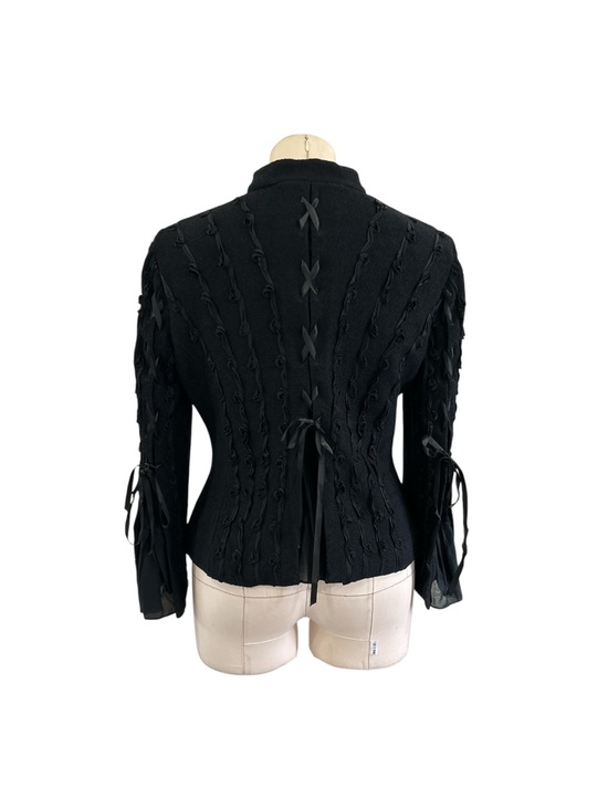 St. John Jackets & Blazers - St. John Couture lace up ribbon fashion fit jacket black Size 10